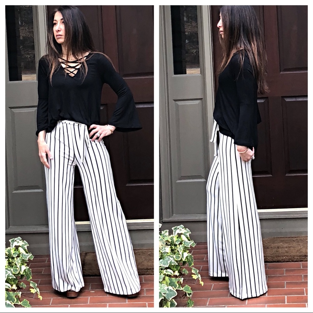 ✨LAST ONE✨ striped palazzo belted pants - Picture 4 of 8